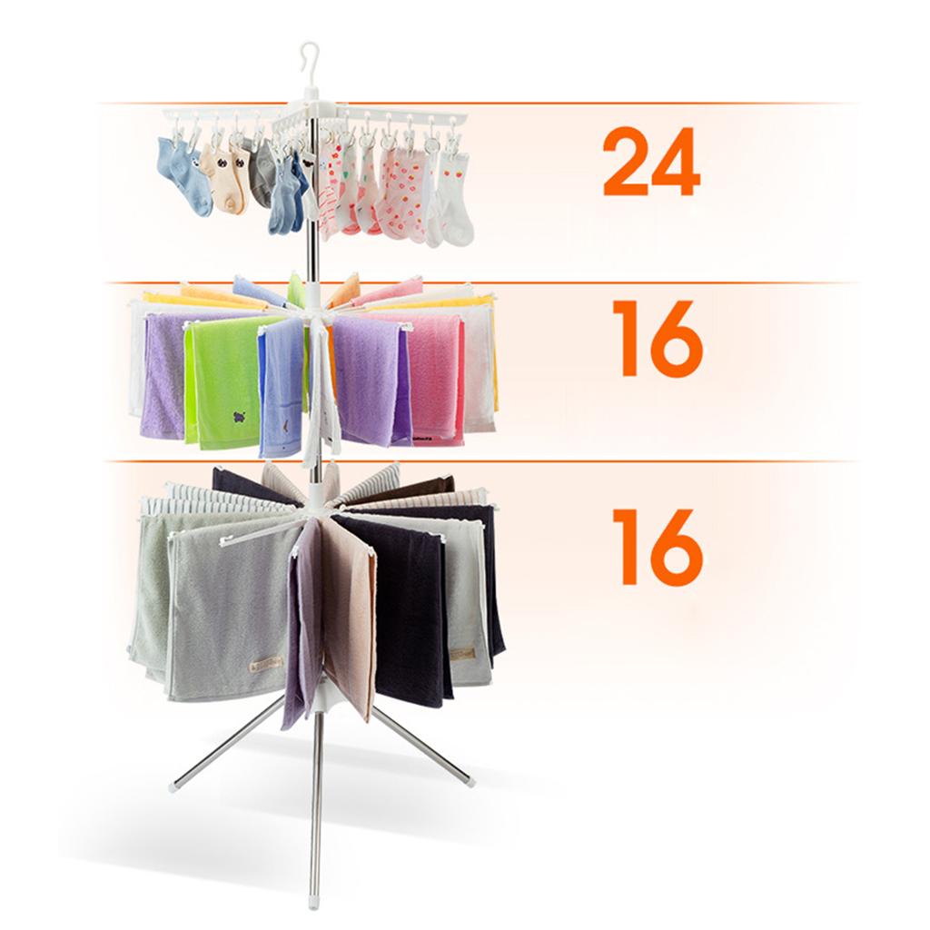 Baby Clothing Drying Rack - ราวตากผ้าสแตนเลสแบบพับได้ 3 ชั้น ที่แขวนผ้าเช็ดตัวแบบตั้งพื้น ราวแขวนเสื้อผ้าเด็กสำหรับใช้ในครัวเรือน