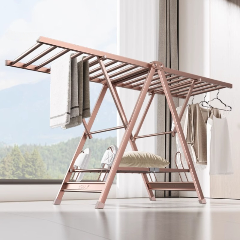 Baby Clothing Drying Rack - Four Seasons ไม้แขวนเสื้อแบบพับได้สําหรับเสื้อผ้าชั้นราวตากผ้าในร่มระเบียงอลูมิเนียมหนาไม้แขวนเสื้อเด็กอบแห้ง