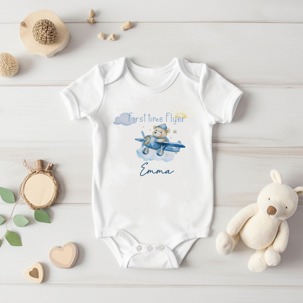 Baby Clothing Names - ชุดบอดี้สูทสำหรับเด็กทารกชุดหมีแขนลำลองขาสั้นชุดหมีพิมพ์ลายเครื่องบินของขวัญ