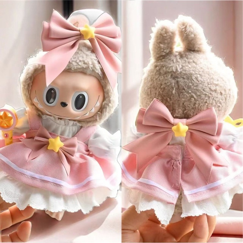 Baby Clothing In Japan - ชุดกระโปรงสีชมพูน่ารัก 15-17 ซม. สำหรับตุ๊กตา Labubu ชุดเดรสสาวน้อยเวทมนตร์จากญี่ปุ่น