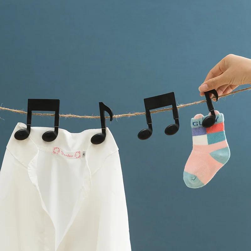 Baby Clothing Drying Rack - ที่หนีบผ้ารูปโน้ตดนตรี 2 ชิ้น สีดำ แบบสปริง คลิปหนีบเสื้อผ้า