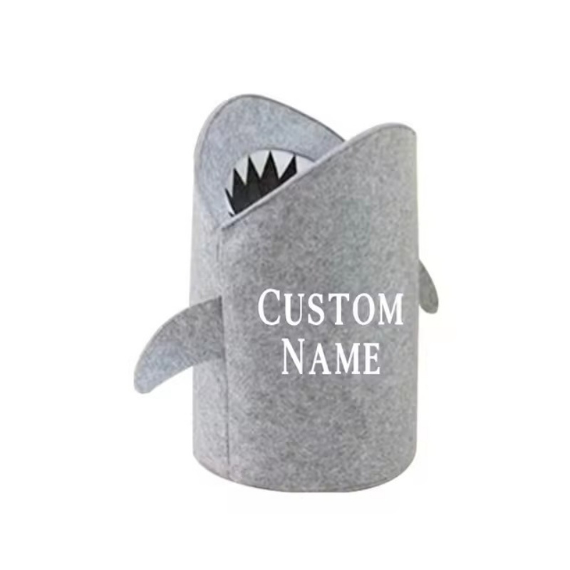 Baby Clothing Names - ส่วนบุคคลตะกร้าของเล่นเด็กเด็ก Shark กระเป๋าเก็บของเล่นตะกร้าที่กําหนดเองชื่อซักรีด Felt กระเป๋าของเล่นเด็กและเสื้อผ้า