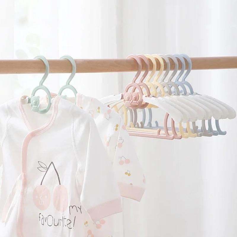 Baby Clothing Drying Rack - ไม้แขวนเสื้อเด็ก 10 ชิ้น ปรับระดับได้ ป้องกันการลื่น ไม้แขวนเสื้อสำหรับเด็ก