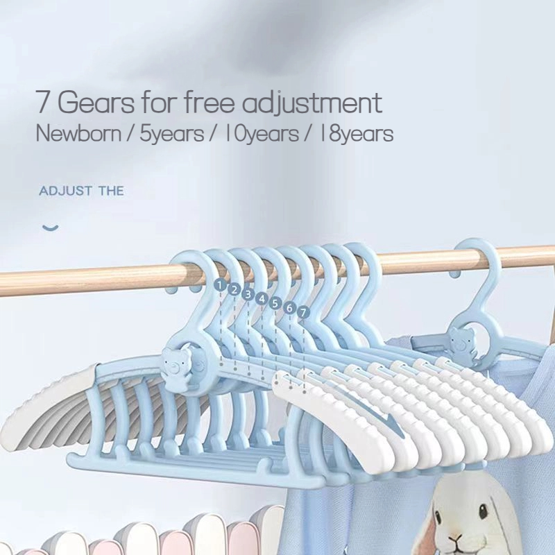 Baby Clothing Drying Rack - ไม้แขวนเสื้อเด็ก 10 ชิ้น แบบยืดหดได้ ป้องกันการลื่นไถล ไม้แขวนเสื้อเด็กปรับระดับได้