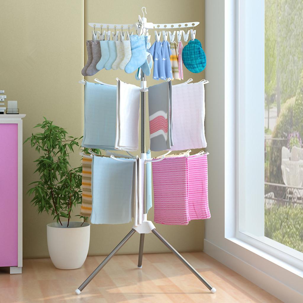 ราวตากผ้าสแตนเลสแบบพับได้ 3 ชั - Baby Clothing Drying Rack บทวิจารณ์และราคา