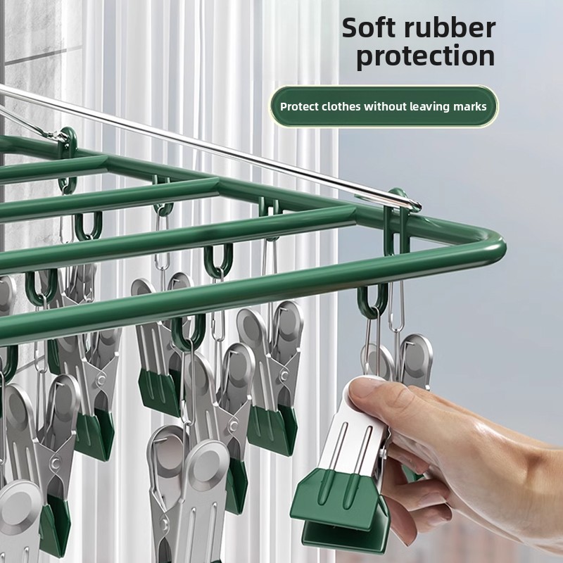 ราวตากผ้าสแตนเลสแบบหลายคลิปหนี - Baby Clothing Drying Rack บทวิจารณ์และราคา