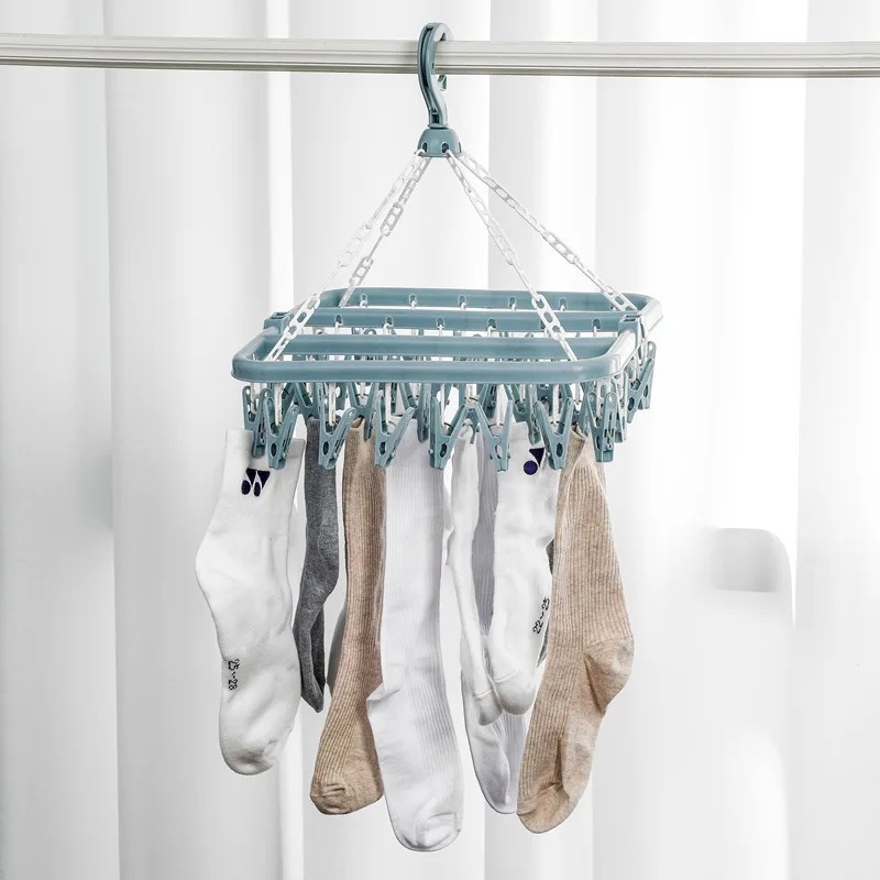 ไม้แขวนเสื้อพร้อม 32 คลิปและหย - Baby Clothing Drying Rack บทวิจารณ์และราคา
