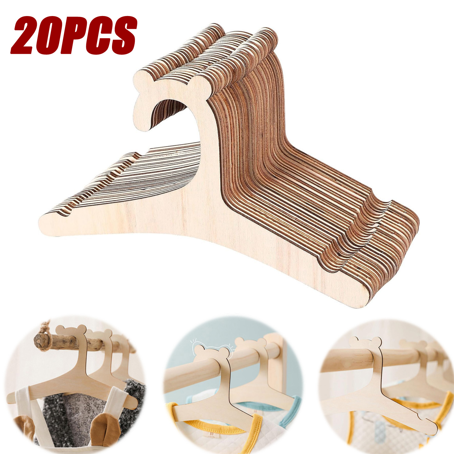 20pcs เสื้อผ้าเด็ก Rack ไม้เด็ - Baby Clothing Drying Rack บทวิจารณ์และราคา