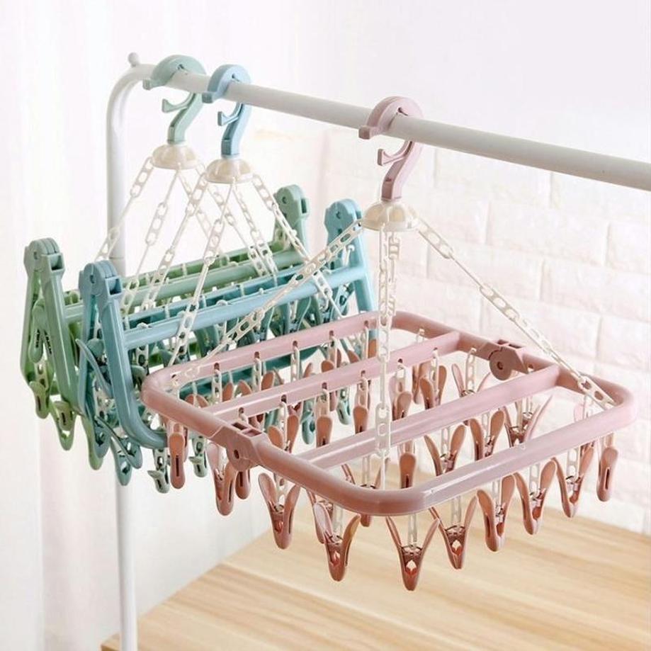 1 ชิ้น 32 คลิปแขวนเสื้อผ้าพับ  - Baby Clothing Drying Rack บทวิจารณ์และราคา