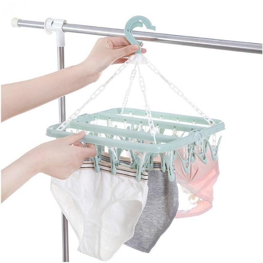 1 ชิ้น 32 คลิปแขวนเสื้อผ้าพับ  - Baby Clothing Drying Rack บทวิจารณ์และราคา